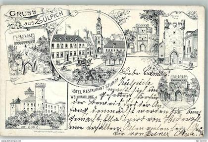 53909 W5352 Zülpich 1896 Lithographie Hotel-Gasthaus Stumpf Die Landesbu... - 13648109