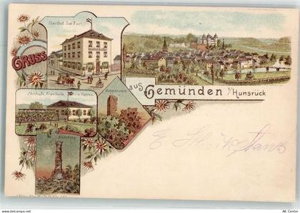55490 W6545 Gemünden , Hunsrück 1901 Lithographie Festhalle-Kegelbahn Ga... - 13624384