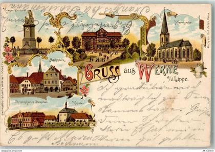 59368 W4712 Werne 1898 Lithographie Kriegerdenkmal Christophorus-Kranken... - 13645790