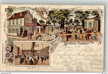 60308 W6000 Bornheim Gebrauchsspuren Lithographie Gasthaus Vetter Garten... - 13653596