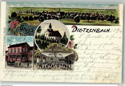 63128 W6057 Dietzenbach 1907 Gebrauchsspuren Lithographie Gasthaus zur L... - 13658500