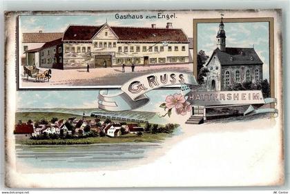 65795 W6234 Hattersheim am Main Lithographie Gasthaus Zum Engel Kirche... - 13617175