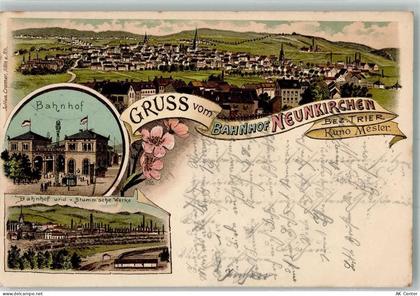 66538 W6680 Neunkirchen , Saar 1898 Lithographie Bahnhof Neunkirchen Stu... - 13653996