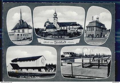 68642 W6842 Bürstadt - Kirche St.Michael und St Peter altes Rathaus Schw... - 51652978