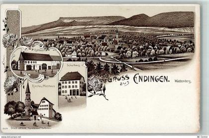 72336 W7460 Endingen , Württ Lithographie Rathaus Schulhaus Kirche Pfarr... - 13605210