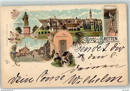 75015 W7518 Bretten , Baden 1897 Lithographie Melanchton Denkmal Bretten... - 13468696
