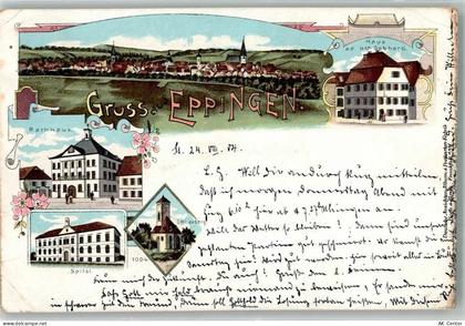 75031 W7519 Eppingen 1904 Gebrauchsspuren Lithographie Krankenhaus Ottil... - 13650412