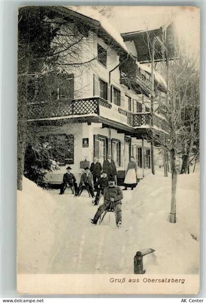 83471 W8240 Obersalzberg Foto AK Männer-Rodelpartie - 13664567