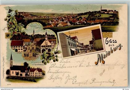 84048 W8302 Mainburg 1900 Lithographie Marktplatz Rathaus Gasthaus Zur P... - 13613131