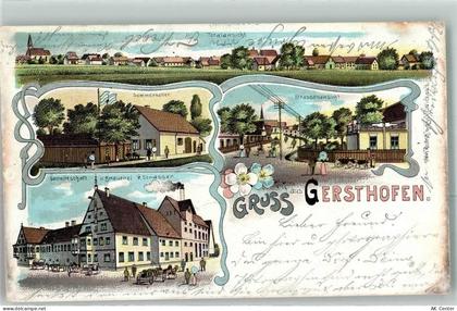 86368 W8906 Gersthofen 1901 Lithographie Sommerkeller Gasthaus Brauerei ... - 13616645