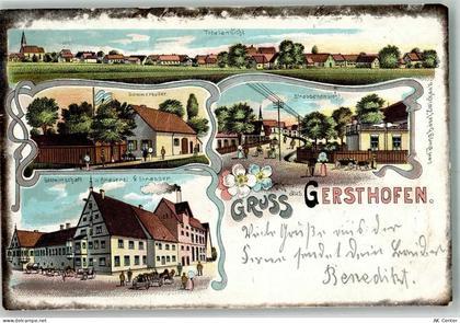 86368 W8906 Gersthofen 1901 Lithographie Sommerkeller Gasthaus-Brauerei ... - 13646190