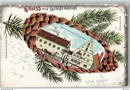 86368 W8906 Gersthofen 1904 Lithographie Brauerei Gasthaus Georg Strasse... - 13612793