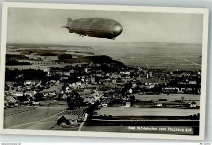 86825 W8939 Bad Wörishofen Foto AK Fliegeraufnahme Zeppelin über Bad Wör... - 13649173