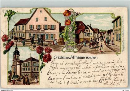 88699 W7771 Altheim , Linzgau Lithographie Gasthaus Zum Ochsen Kirche - 13612723