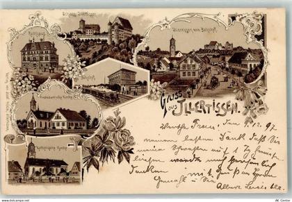 89257 W7918 Illertissen 1897 Lithographie Rathaus Schloss Bahnhof Eisenb... - 13614912