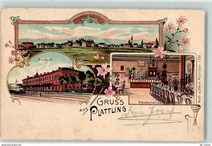 94447 W8350 Plattling 1900 Lithographie Bahnhof - 13606416