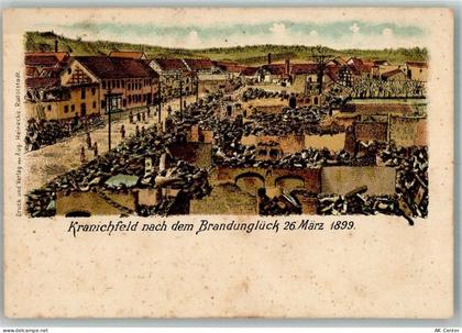 99448 O5305 Kranichfeld 1899 Lithographie Kranichfeld nach dem Brand vom... - 13670572