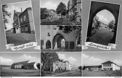 A131 Germany 1956 Gruss aus Lengerich Railway Buildings Multi-view postcard