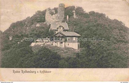 Kyffhaeuser Ruine-Rothenburg Kyffhaeuser Burgruine Turm Wald Gasthaus Huegel