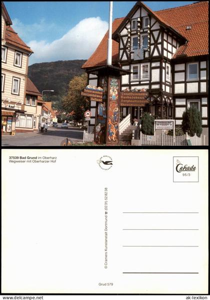 Bad Grund (Harz) Bad Grund im Oberharz Wegweiser mit Oberharzer Hof 1990