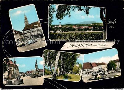 Koenigshofen Bad Marktplatz Brunnen Panorama Baumallee