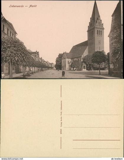 Ansichtskarte Bad Liebenwerda Marktplatz, Kirche 1913