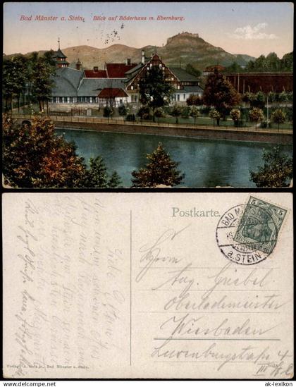 Bad Münster am Stein-Ebernburg Blick auf Bäderhaus m. Ebernburg. 1913