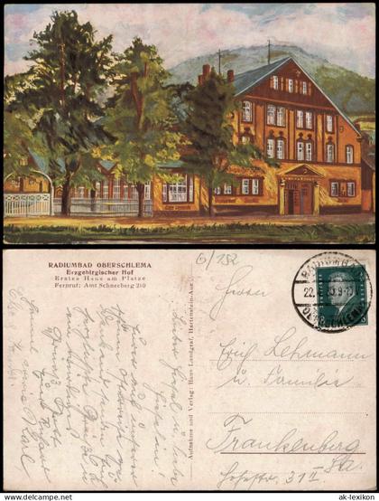 Oberschlema-Bad Schlema Erzgebirgischer HofKünstlerkarte 1930