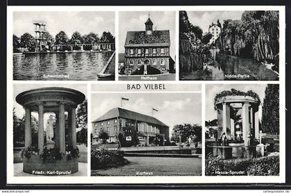 AK Bad Vilbel, Schwimmbad, Rathaus, Kurhaus