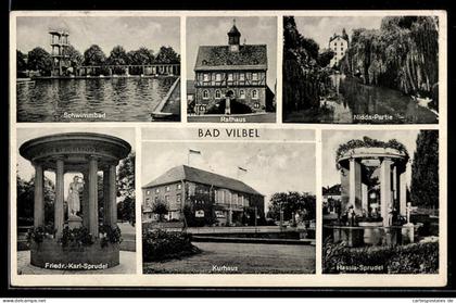 AK Bad Vilbel, Schwimmbad, Rathaus, Kurhaus
