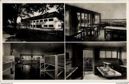CPA Friedrichshafen am Bodensee, Jugendherberge Zeppelin, Innenräume, Tische, Betten, Küche