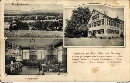 CPA Meckenbeuren in Oberschwaben Württemberg, Gesamtansicht, Gasthaus zur Post, Nebenzimmer