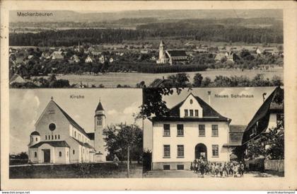 CPA Meckenbeuren in Oberschwaben Württemberg, Panorama, Kirche, Schule