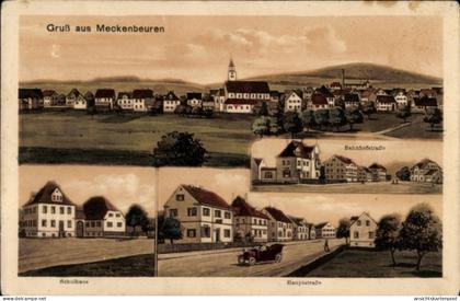 CPA Meckenbeuren in Oberschwaben Württemberg, Schule, Bahnhofstraße, Hauptstraße