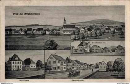 CPA Meckenbeuren in Oberschwaben Württemberg, Schulhaus, Hauptstraße, Bahnhofstraße