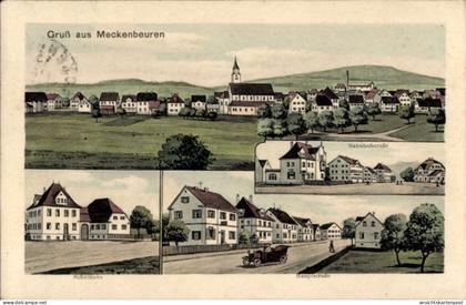 CPA Meckenbeuren in Oberschwaben Württemberg, Schulhaus, Hauptstraße, Bahnhofstraße