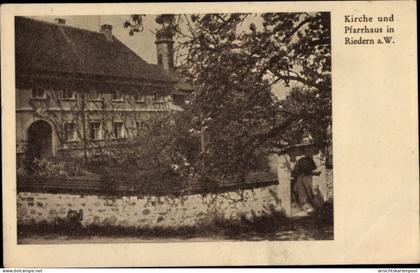 CPA Riedern am Wald Ühlingen Birkendorf Schwarzwald, Kirche und Pfarrhaus