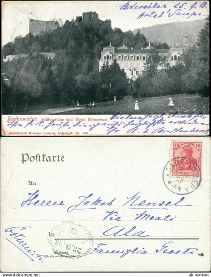 Badenweiler Burg Badenweiler Hotel Römerbad spielende Kinder 1903
