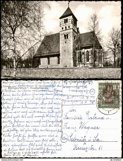 Ansichtskarte Balingen Friedhofskirche 1956