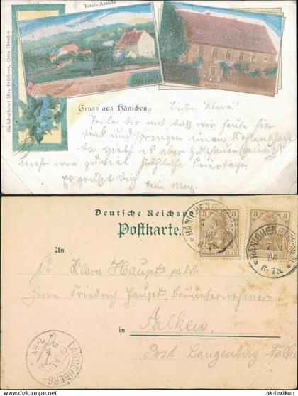 Ansichtskarte Hänichen-Bannewitz 2 Bild: Stadt u. Gasthaus b Dresden 1906
