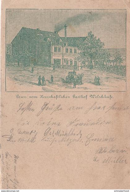 Litho Vorläufer AK Bannewitz Welschhufe Herrschaftlicher Gasthof bei Hänichen Rippien Possendorf Dresden Kleinnaundorf