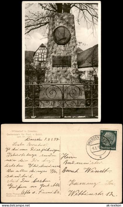 Wilmsdorf-Bannewitz Gedenkstein für Ferd. v. Schill in Wilmsdorf b. Dresden 1937