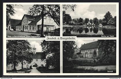 AK Jersbek ü. Bargteheide, Gasthaus und Pension zum Fasanenhof, Torbögen, Schloss