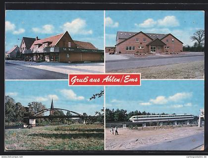 AK Ahlen / Emsl., Edeka-Filiale, Bahnhofstrasse 9, Hochbahn, Eisenbahnbrücke