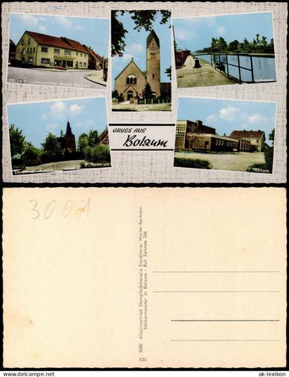 Ansichtskarte Bolzum-Sehnde MB: Schule, Bäckerei, Schleuse 1956
