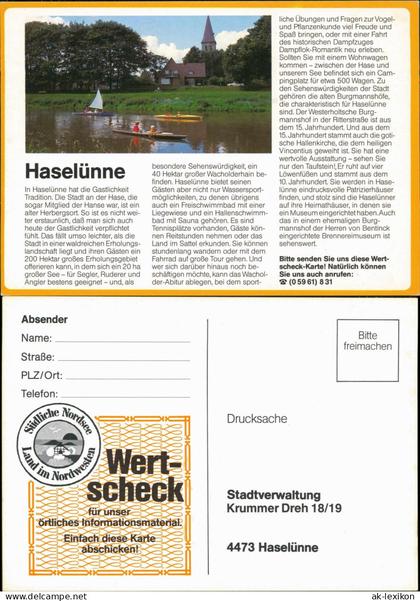 Ansichtskarte Haselünne Bootspartie auf dem Fluß 1988