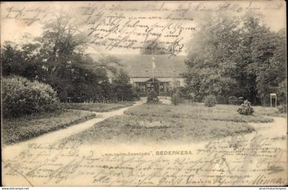 CPA Bad Bederkesa Geestland Niedersachsen, Waldschlösschen, Weg, Bäume, Statue