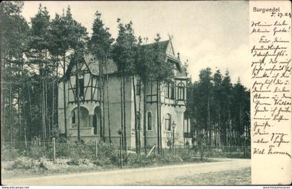 CPA Burgwedel in Niedersachsen, Vorderansicht eines Hauses, umgeben von Bäumen, nformat