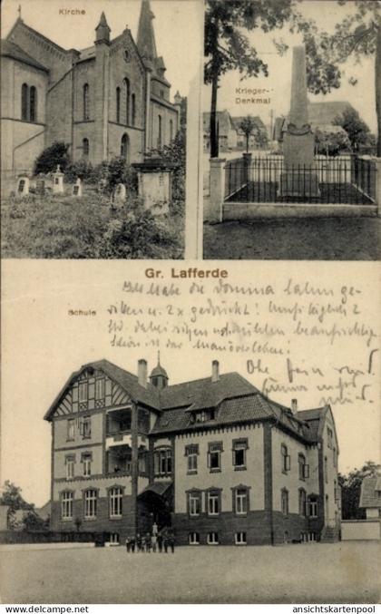 CPA Groß Lafferde Ilsede in Niedersachsen, Schule, Kirche, Kriegerdenkmal