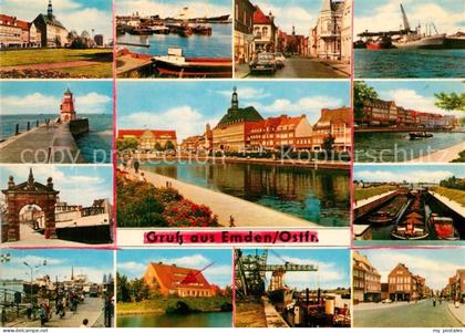 Emden Ostfriesland Teilansichten Hafenstadt Mole Leuchtturm Hafen Schleuse Schif